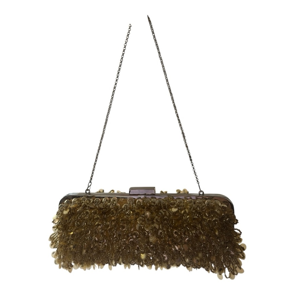 BCBG MAXAZRIA GOLD SEQUIN CLUCTCH W SATIN LINING Dazzling Gold Evening Clutch - Picture 9 of 13
